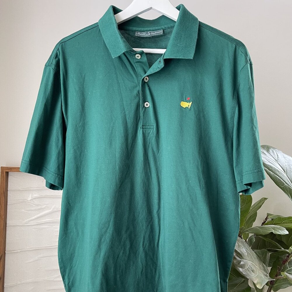 Men's MASTERS Collection Green Pima Cotton Polo Golf Shirt Augusta Size Large L